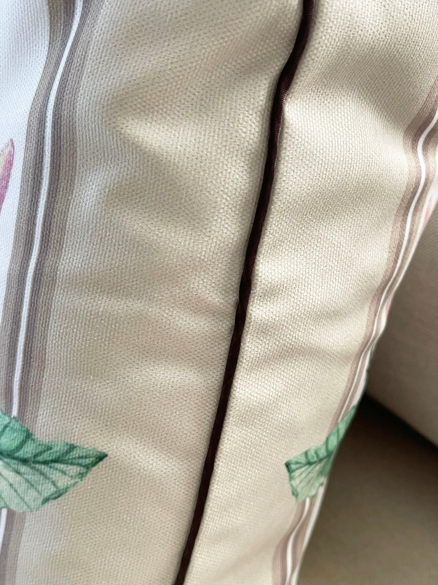 Floral Bird & Magnolia Pillow Covers Set, Indoor-Outdoor Elegant Piping Cushion Covers