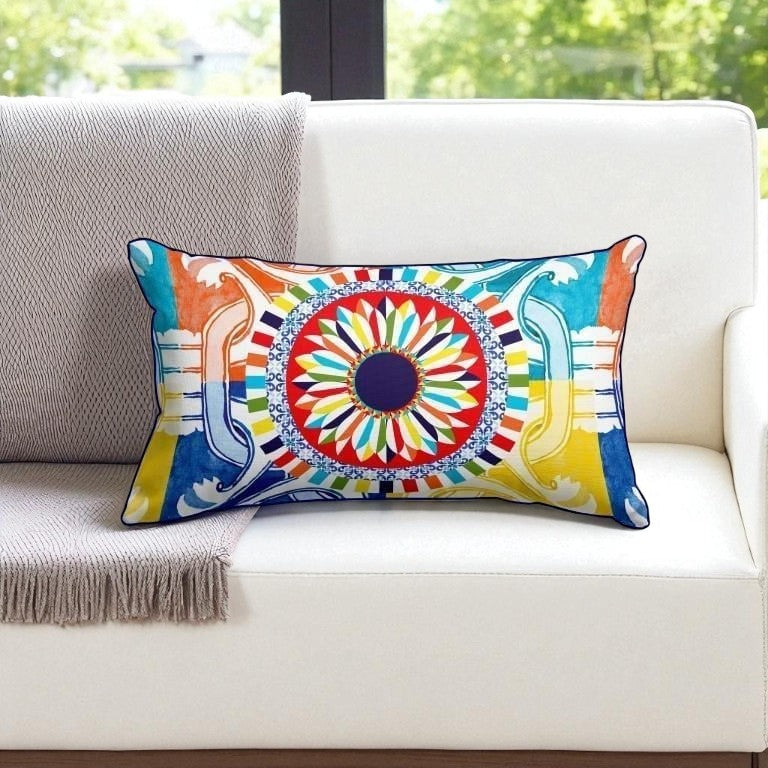 Mediterranean Mosaic Lumbar Cushion Cover, 30 x 50 cm