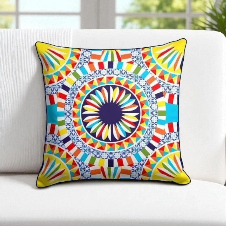Mediterranean Mosaic Cushion Cover – Vibrant Tile Design