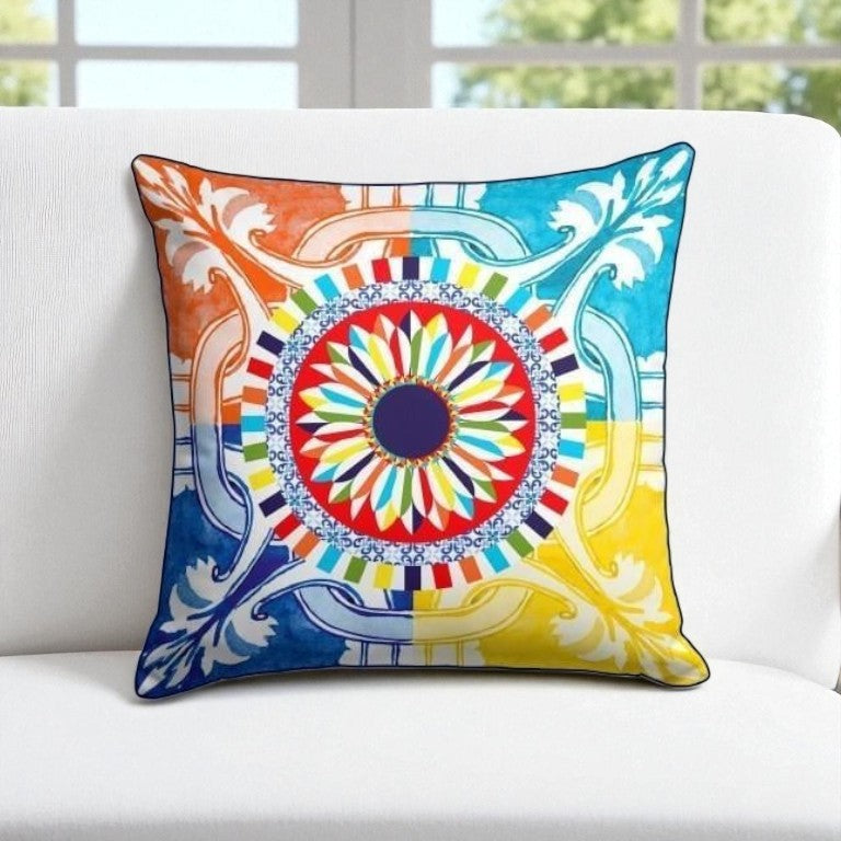 Mediterranean Mosaic Cushion Cover – Vibrant Tile Design
