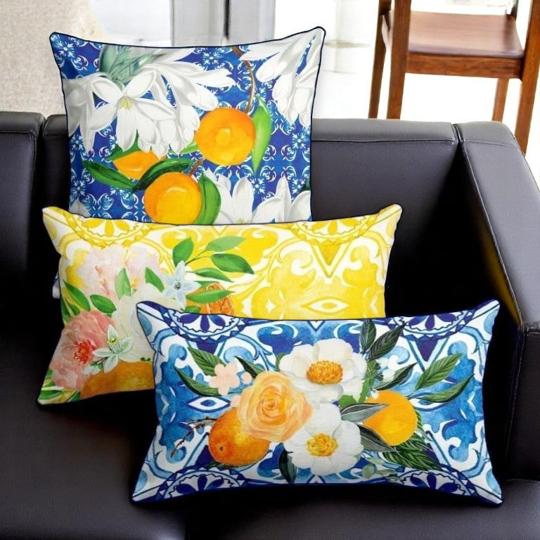 Mediterranean Bloom – Decorative Cushion Covers (43x43 & 50x30 cm)