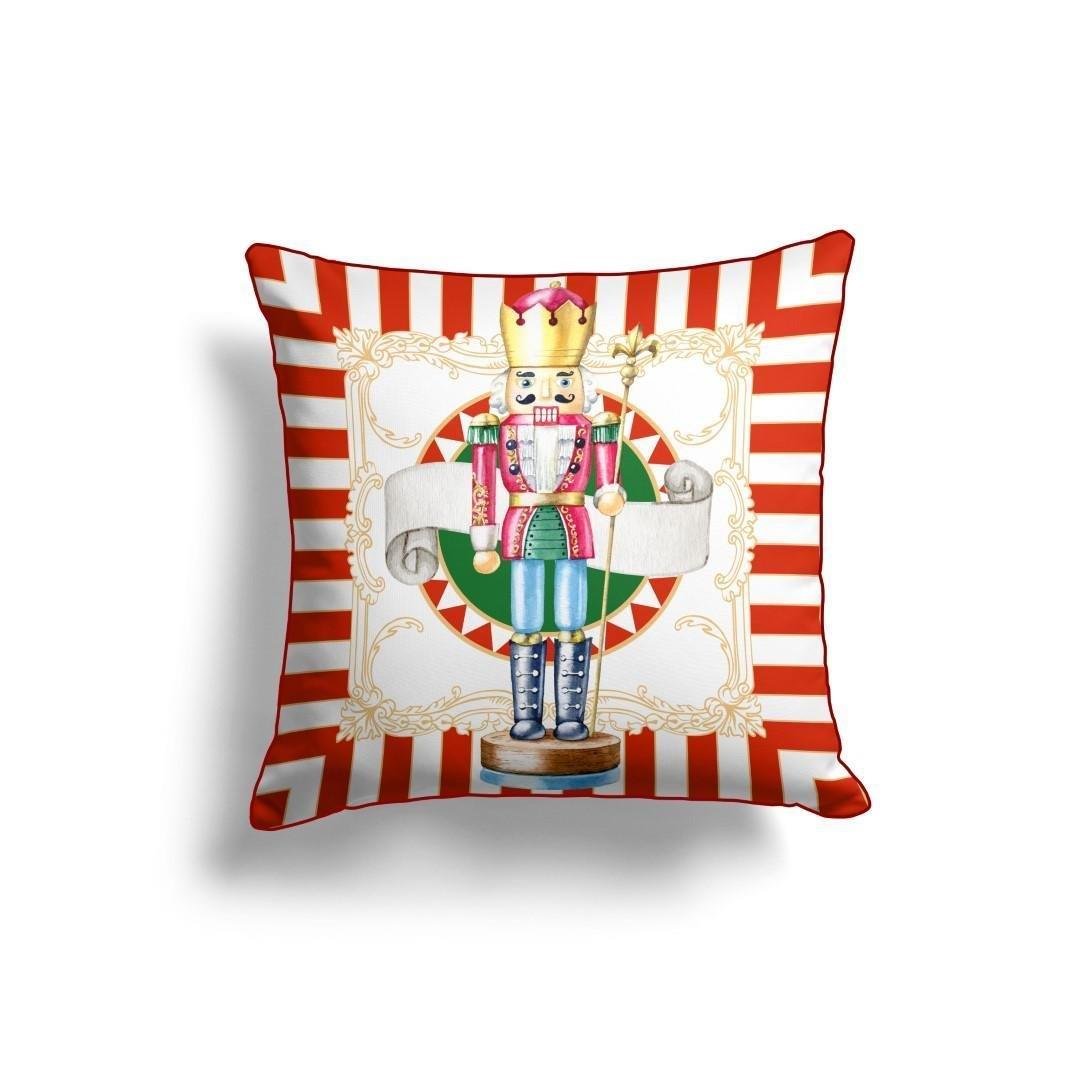 Nutcracker Cushion Cover – 43x43 cm | Festive Christmas Decor Pillow