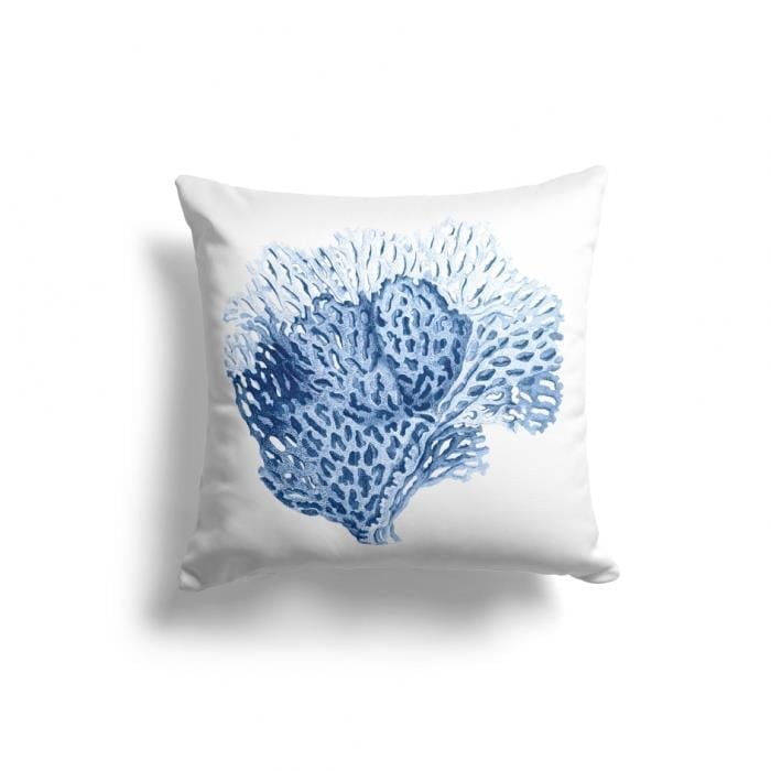 Mediterranean Coral Reef Cushion Cover – Blue & Red, Nautical Coastal Cushion Covers