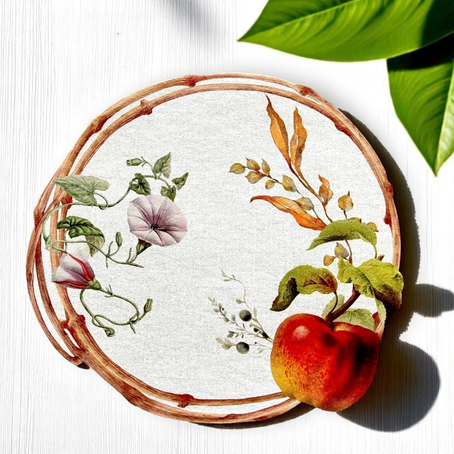 Set of 4 Apple Orchard Delight Placemat& Napkin and Napkin Ring Set- 3D-look print on high quality fabric