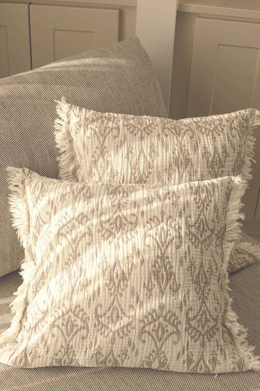 2-Piece 100% Cotton Bohemian Muslin Pillow Cover Set – Triple-Layered Ikat Design, Soft & Breathable