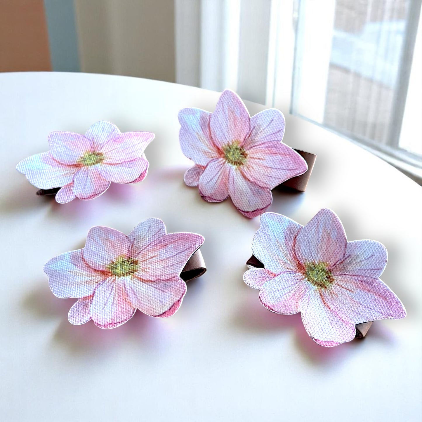 Set of 4 Floral Placemats with Matching Napkins, Napkin Rings | Magnolia Table Decor Set| Spring Table Setting | 3D-look print on fabric