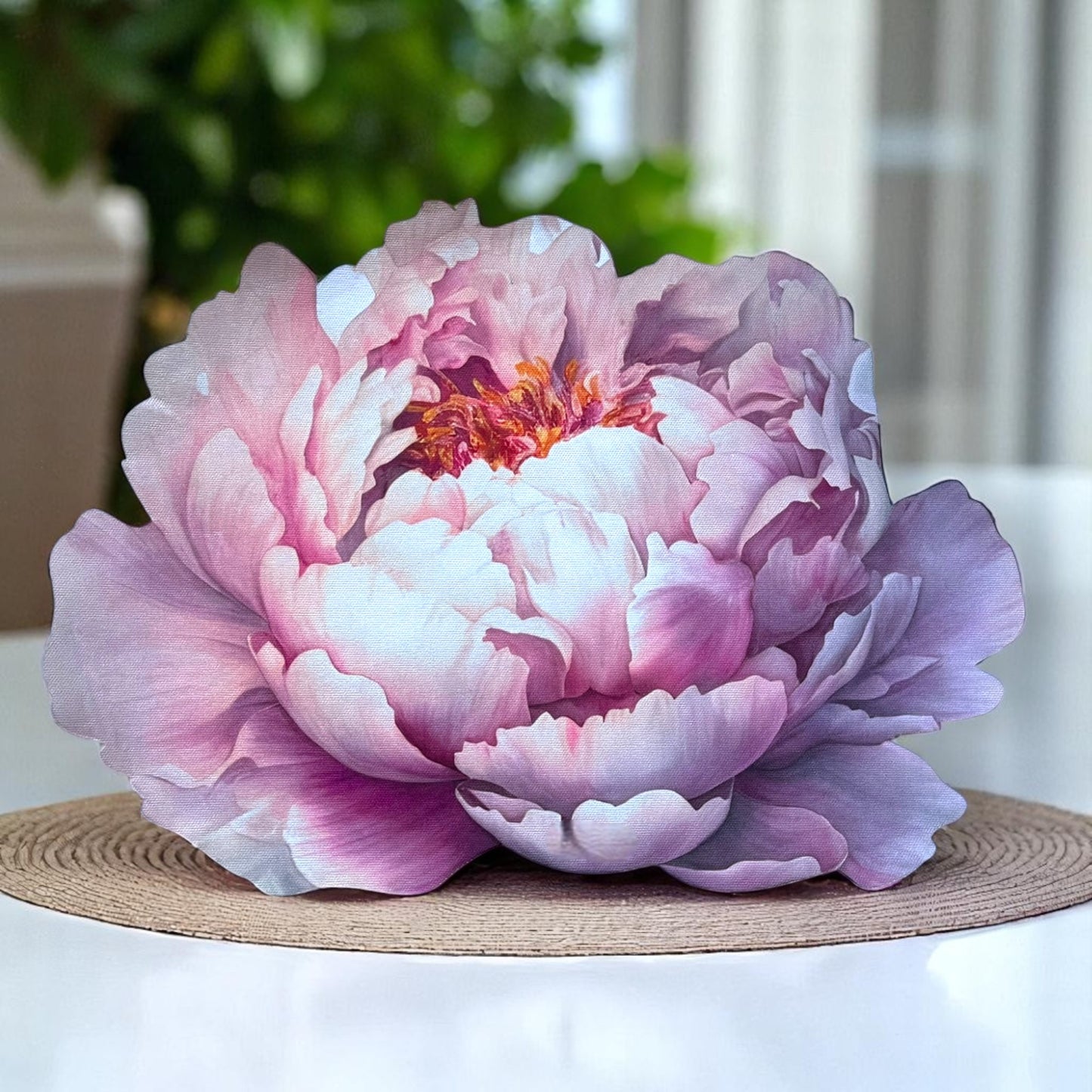 Set of 4 Peony Floral Placemat with Bird Napkin & Flower Ring | Romantic Table Decor Set | Purple Table Setting| 3D-look print on fabric