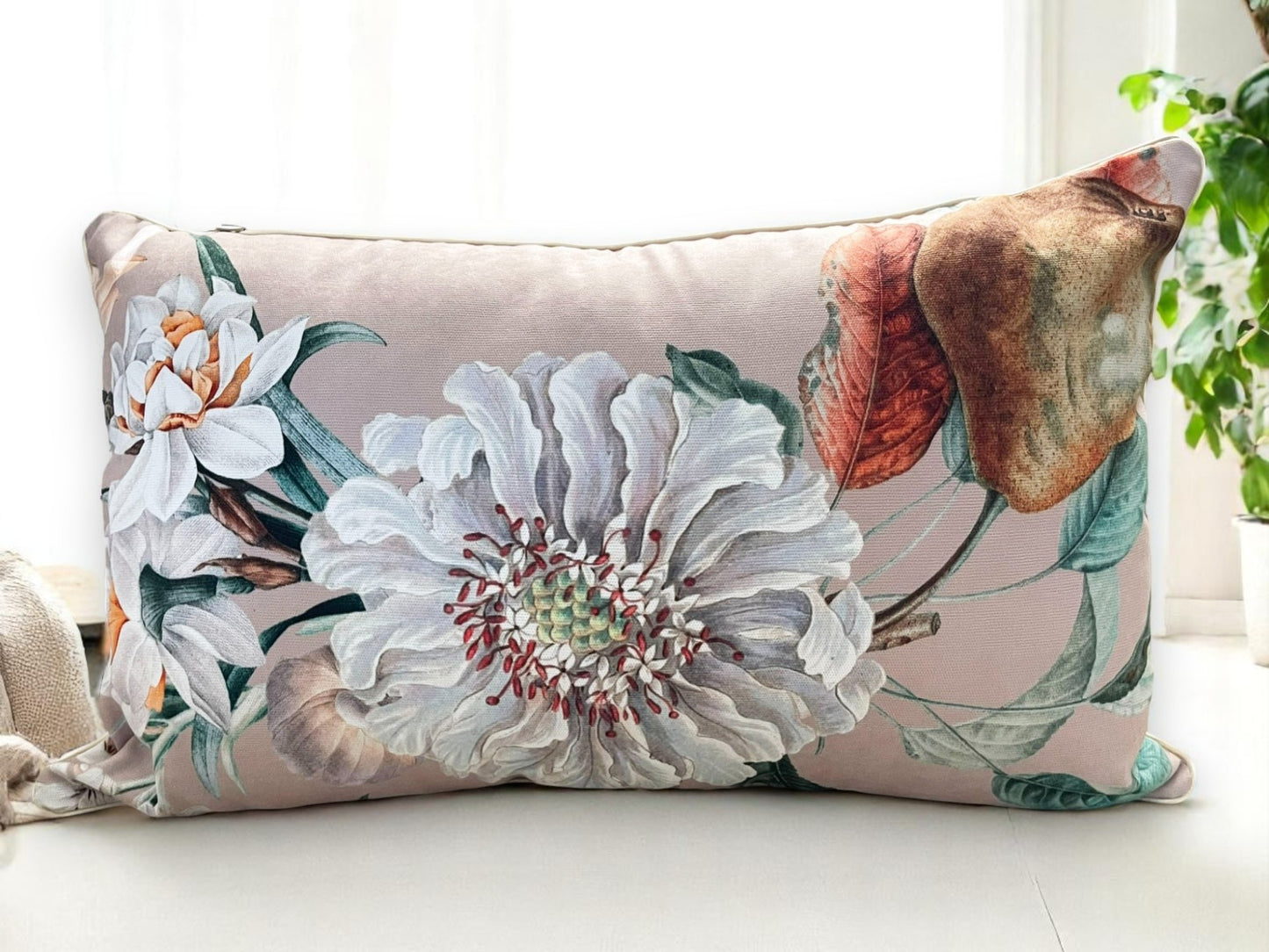 Double-Sided Indoor Outdoor Vintage Botanical Throw Pillow for Sofa Decor