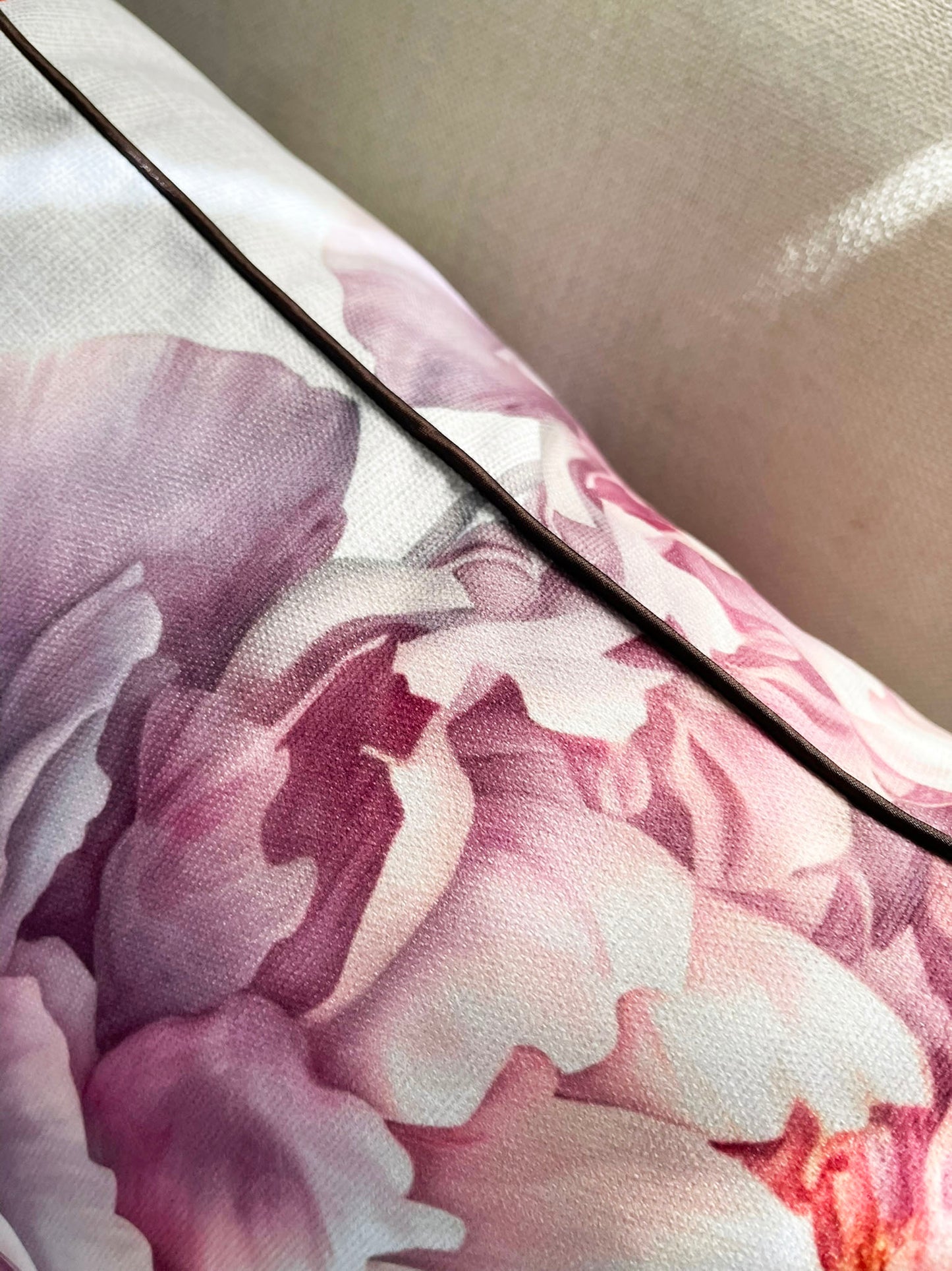 Peony & Bird Cushion Cover Set, Floral Throw Pillow Covers with Piping, Double-Sided Print Sofa Decor