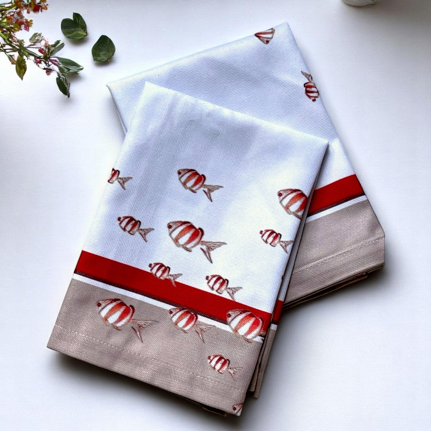 Set of 4 Coastal Seashell Placemat with Coral Napkin& Shell Ring| Ocean Theme Table Decor| Beach House, 3D-look print on high quality fabric