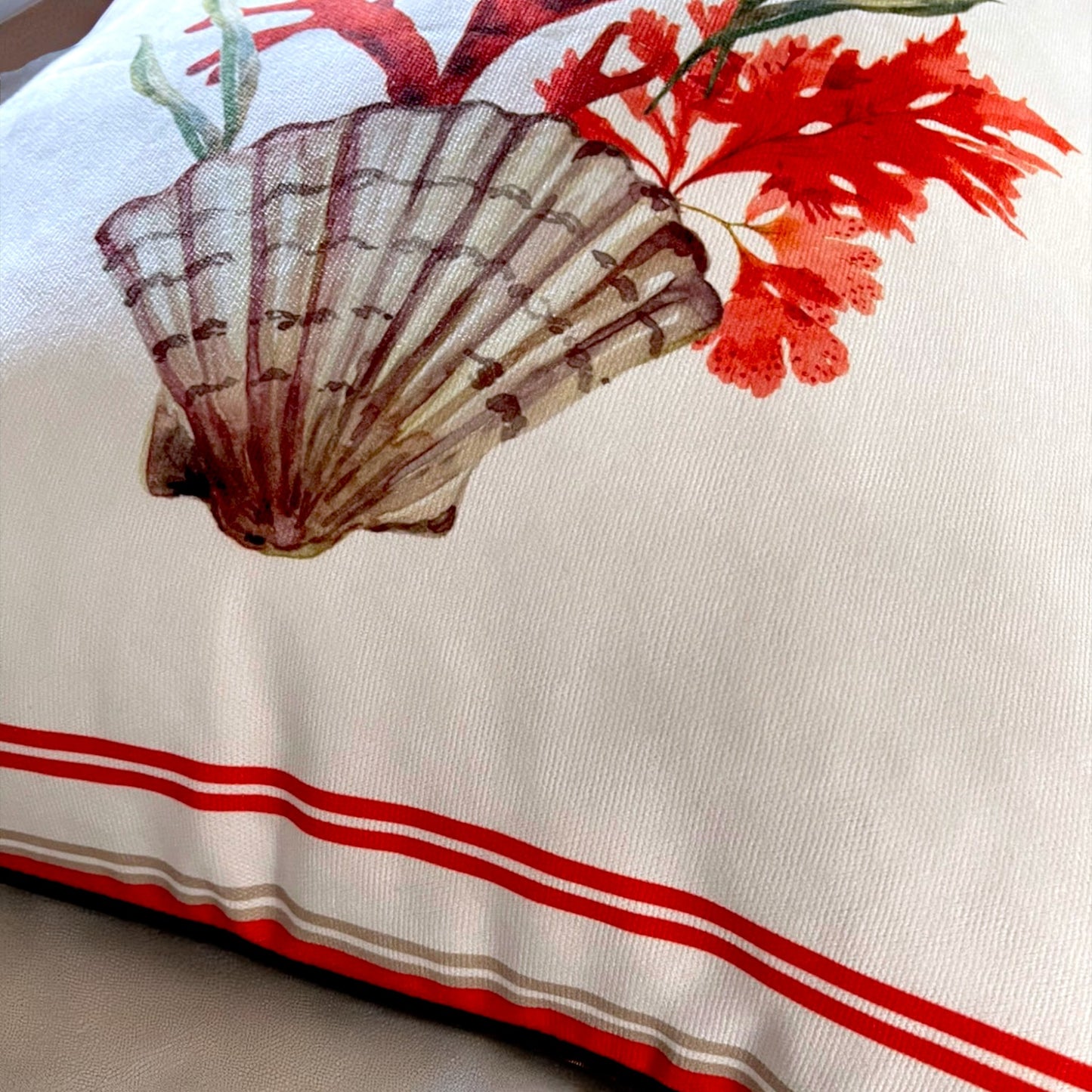 Coastal Coral Cushion Covers Set – Double-Sided Velvet Feel Piping Pillow Covers