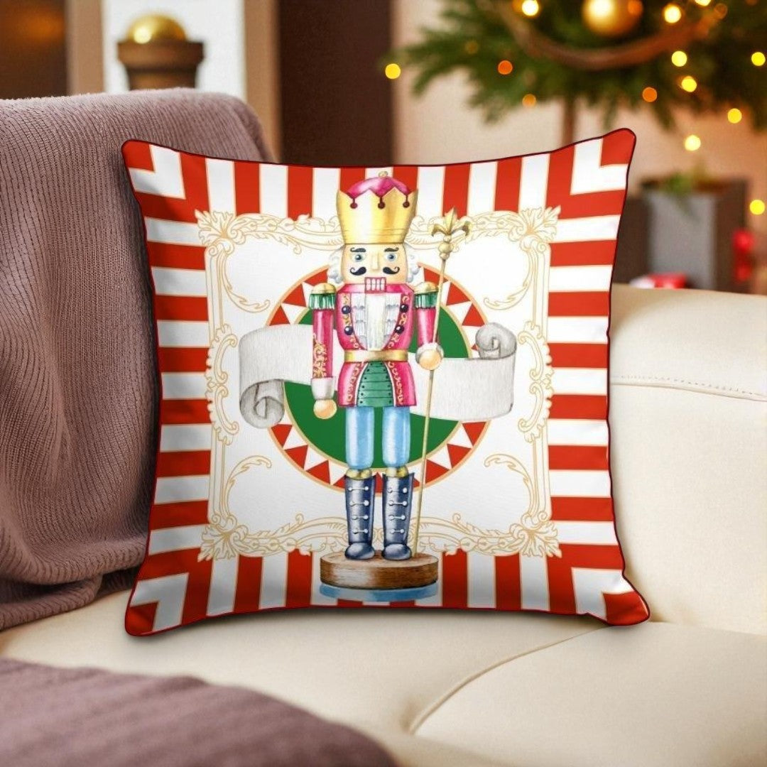 Nutcracker Cushion Cover – 43x43 cm | Festive Christmas Decor Pillow