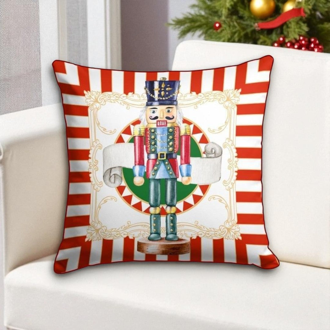 Nutcracker Cushion Cover – 43x43 cm | Festive Christmas Decor Pillow