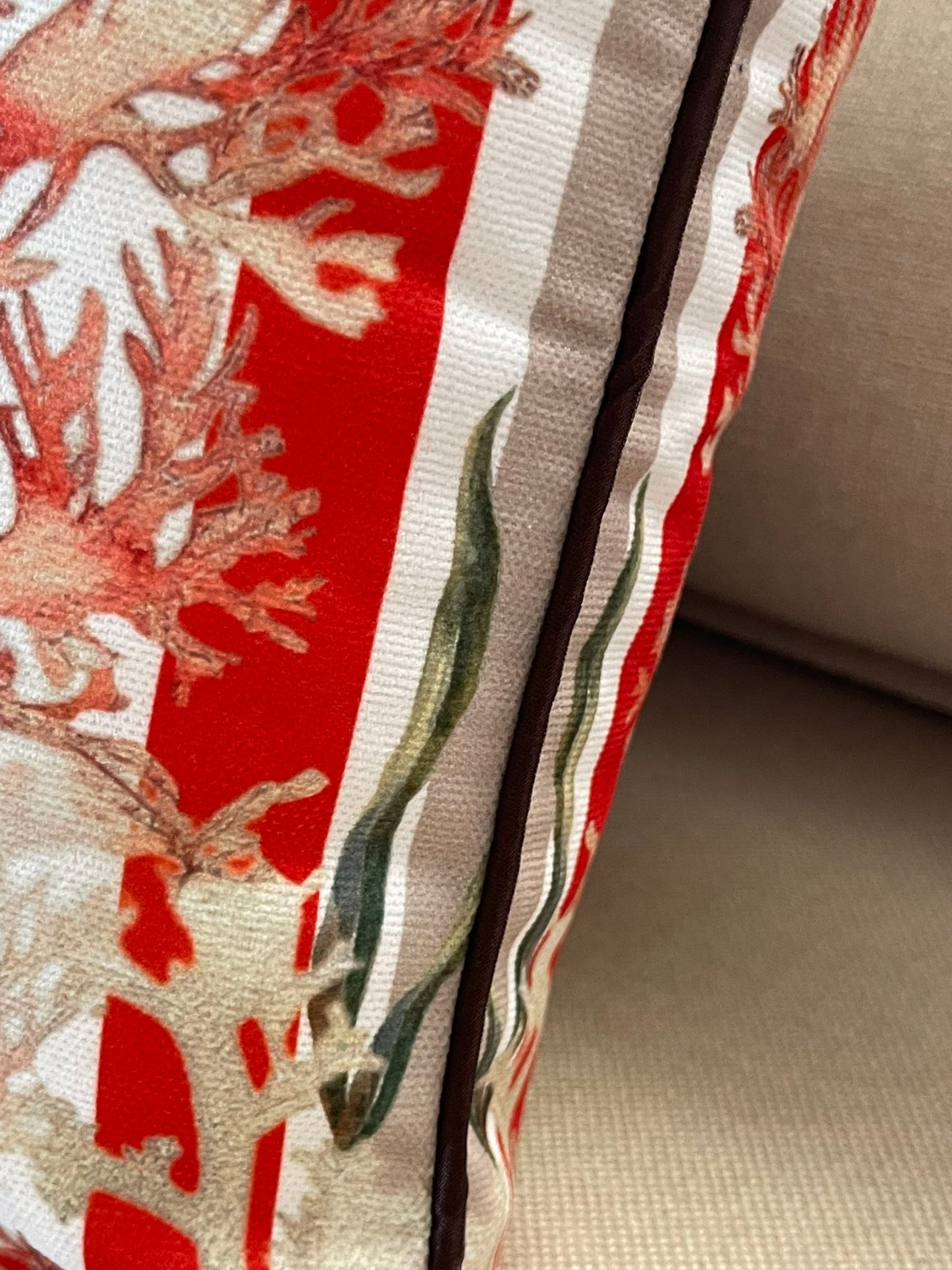 Coastal Coral Cushion Covers Set – Double-Sided Velvet Feel Piping Pillow Covers
