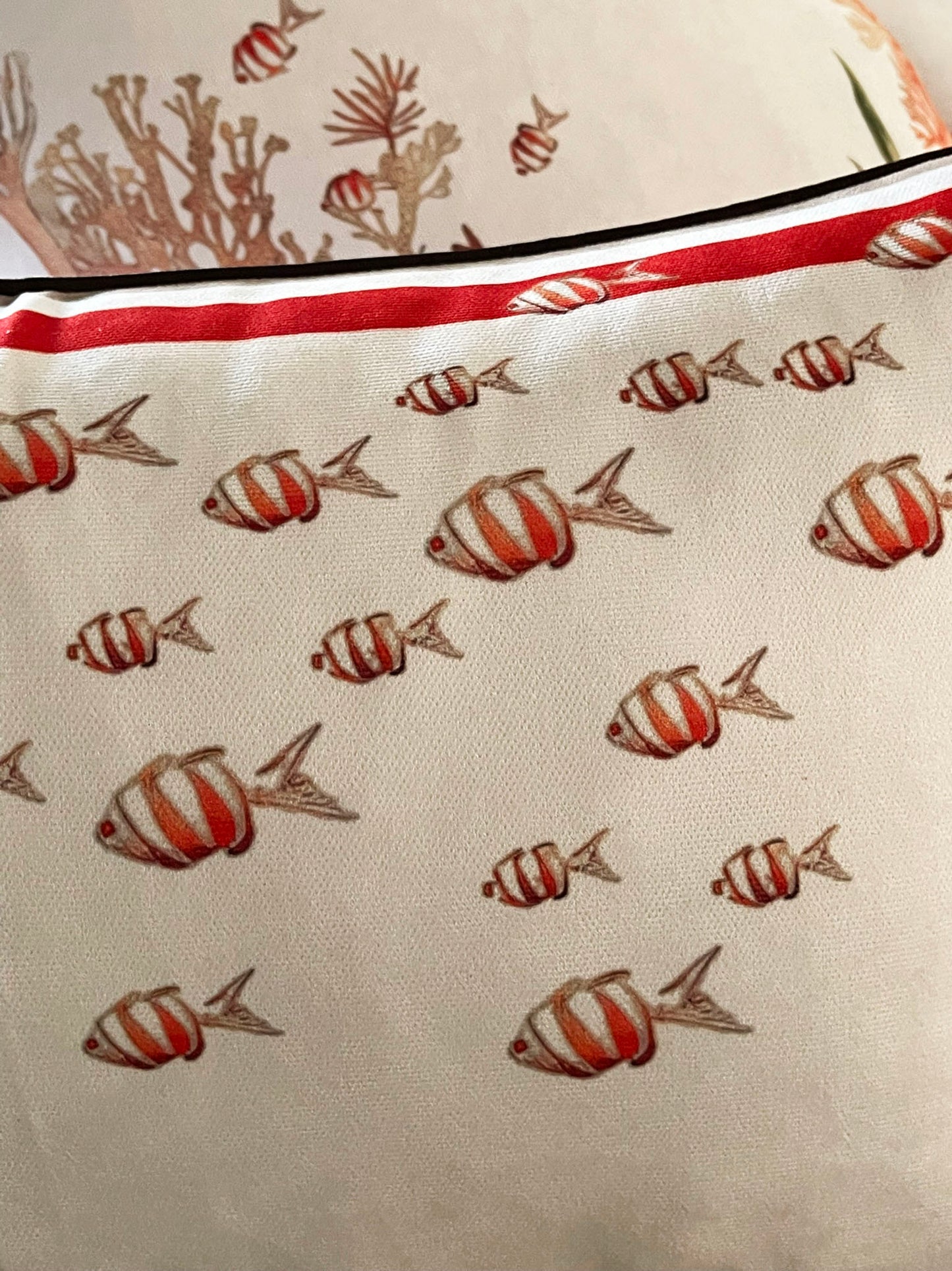 Coastal Coral Cushion Covers Set – Double-Sided Velvet Feel Piping Pillow Covers