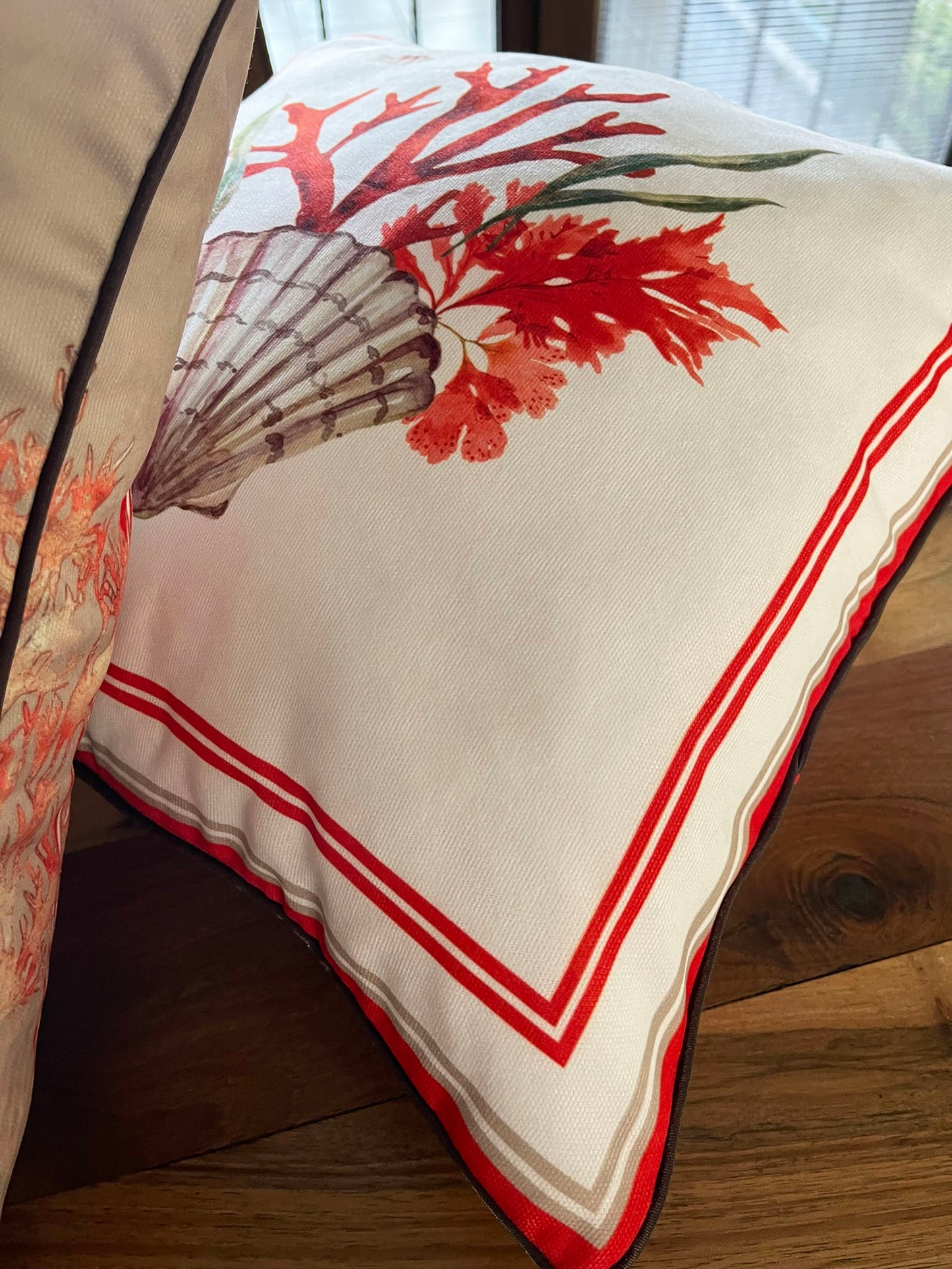 Coastal Coral Cushion Covers Set – Double-Sided Velvet Feel Piping Pillow Covers