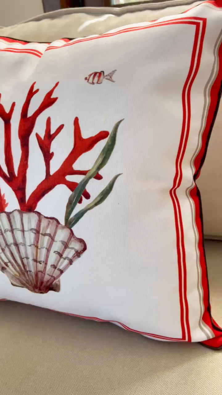 Coastal Coral Cushion Covers Set – Double-Sided Velvet Feel Piping Pillow Covers